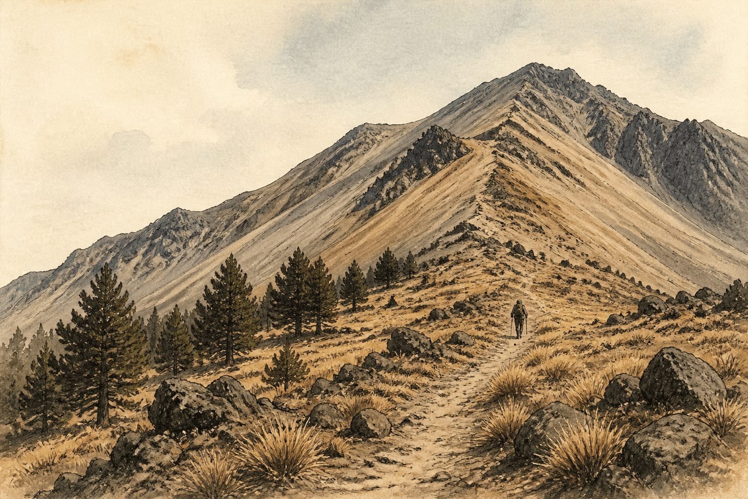 Ilustración de Pico del Fraile por Cañada del Oso